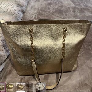Michael Kors Metallic Gold Chain-Handle Tote